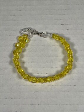Yellow Cross Weave Acrylic Bead Bracelet ~7.50 inches